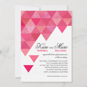 Convite Triângulos geométricos que Wedding o rosa quente