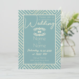 Convite Tribal African Misty Blue Wedding