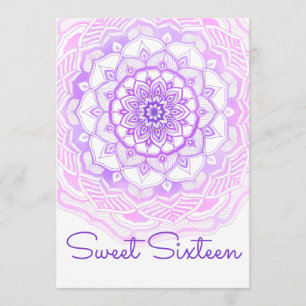Convite Tribal Bohemian Mandala Purple Sweet Dezesseis