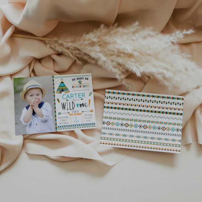 Convite Tribal de Aniversário Wild One Boho (Criador carregado)