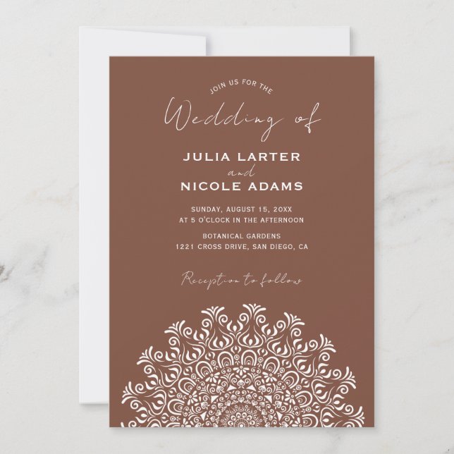 Convite Tribal Folk Country Culture Crest Mandala Wedding (Frente)