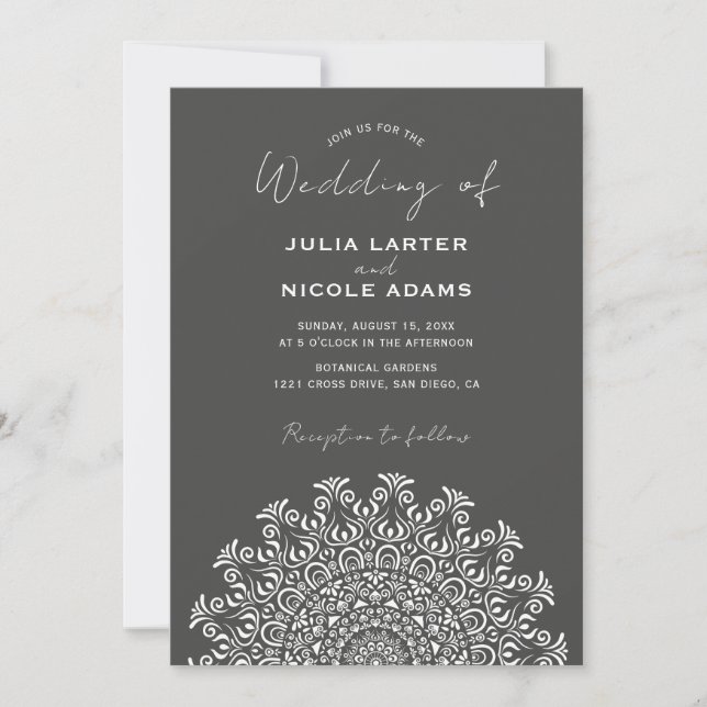 Convite Tribal Folk Country Culture Crest Mandala Wedding (Frente)