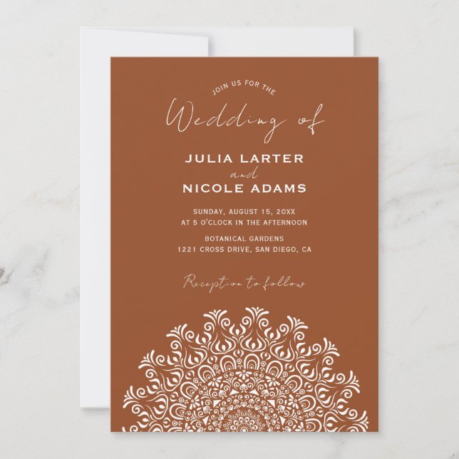 Convite Tribal Folk Country Culture Crest Mandala Wedding (Frente)