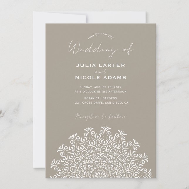 Convite Tribal Folk Country Culture Crest Mandala Wedding (Frente)