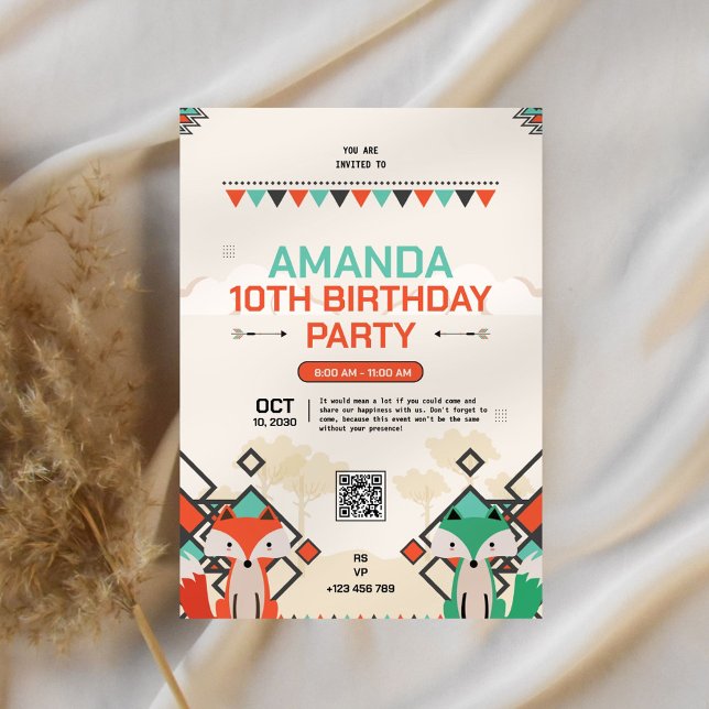 Convite Tribal Fox 10º Aniversário (Criador carregado)