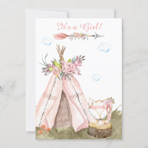 Convite *~* Tribal Teepee Boho Woodland Forest Girl Fox