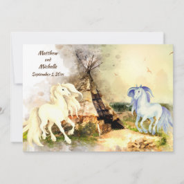 Convite Tribal Tipi and Horses in Love Boho Teepee Weding