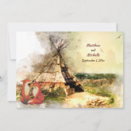 Convite Tribal Tipi e Raposas no Casamento de Teepee de Am