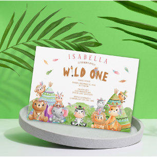 Convite Tribal Wild One Safari Woodland Birthday