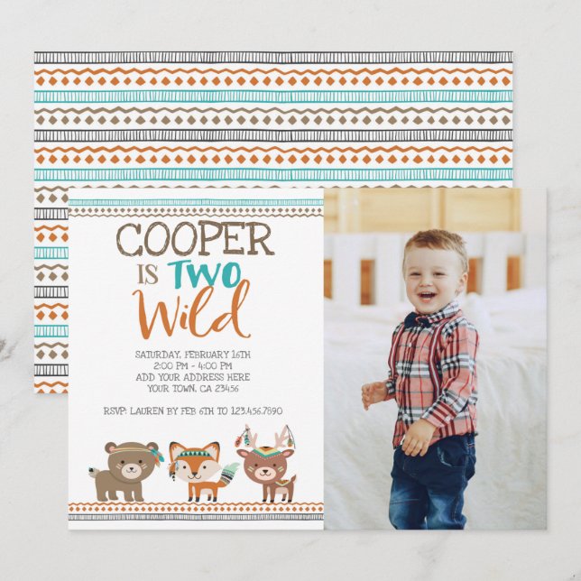 Convite Tribal Woodland (Frente/Verso)