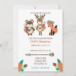 Convite Tribal Woodland Animal Boho Chá de fraldas Invite