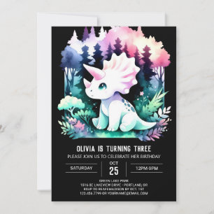 Convite Tricerátops Personalizados Whimsic Aniversário