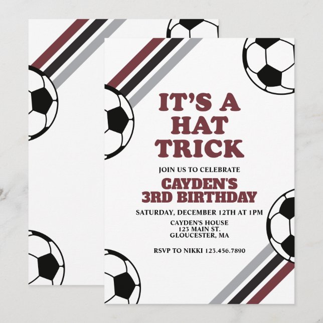 Convite Triciclo de Futebol Aniversário de 3 anos (Frente/Verso)