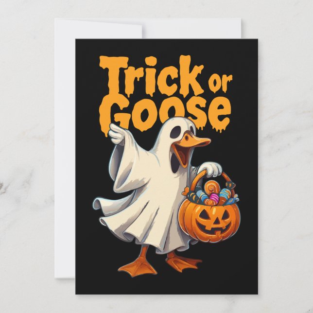 Convite Trick or Goose Halloween Goose (Frente)