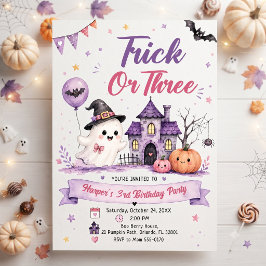 Convite Trick or Three Halloween Birthday Party