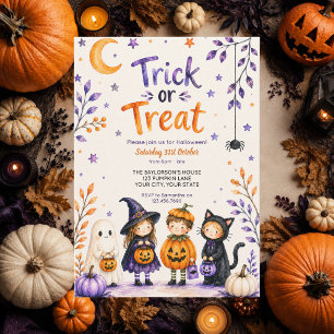 Convite Trick or Treat Cute Diversão Fantasma Festa de Hal