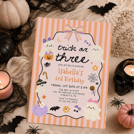 Convite Trick or Treat Fantasma Aniversário de 3 anos no H