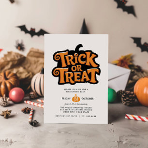 Convite TRICK OR TREAT Festa Simples de Halloween
