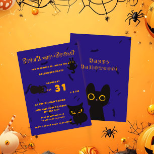 Convite Trick or Treat   Gato Preto Fofo de Halloween