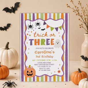 Convite Trick or Treat Halloween Fantasma Festa de 3 Anos