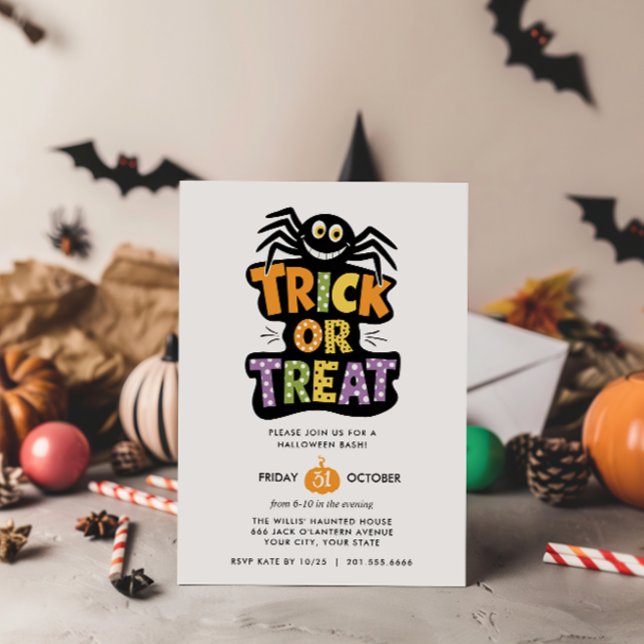 Convite TRICK OU TRAT CUTE SPIDER HALLOWEEN Bash Party (Criador carregado)