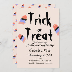 Convite Trick ou Tratar Design de Doodle Costume Candy