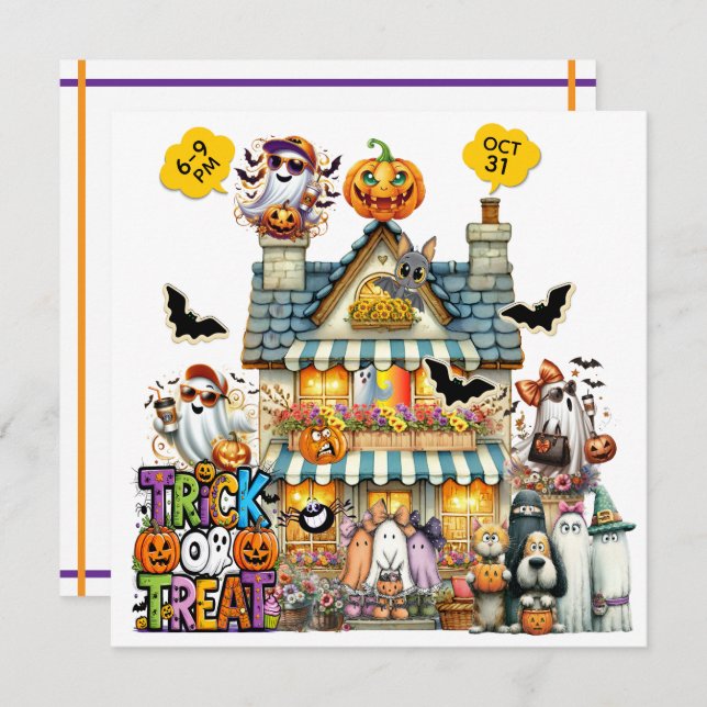 Convite Trick ou Tratar ou TRUNK ou Tratar (Frente/Verso)