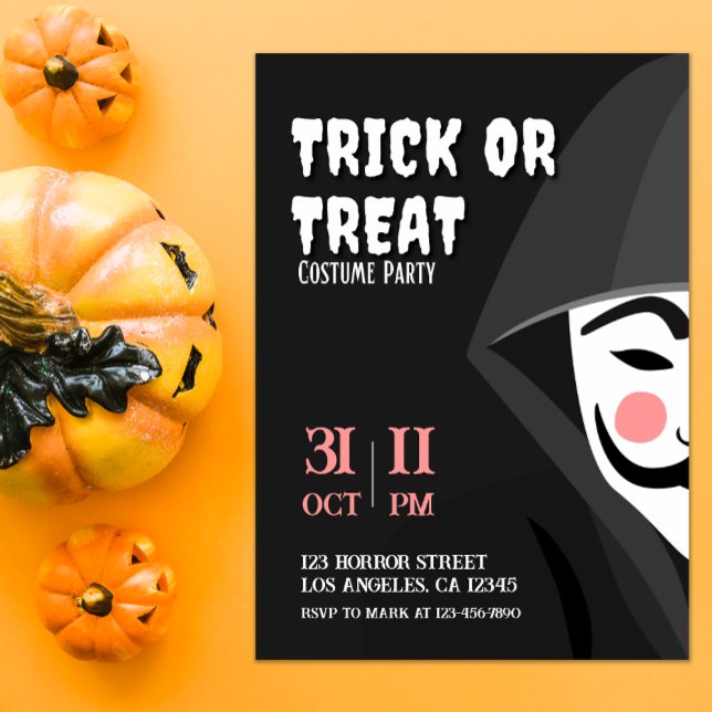 Convite Trick ou Trate Mysterious Halloween Costume Party  (Criador carregado)