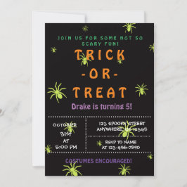 Convite Trick ou Treat, Aranhas Halloween, Spooky
