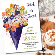 Trick ou Treat Witat Halloween Comida Aniversário