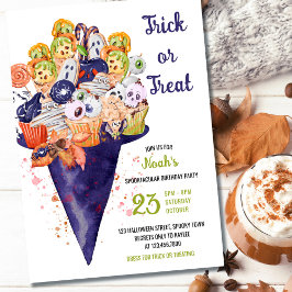Convite Trick ou Treat Witat Halloween Comida Aniversário