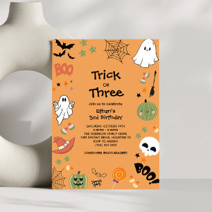 Convite Trick ou Treine o aniversário de 3 anos de Hallowe
