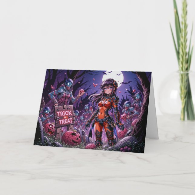 Convite Trick ou Treine Zombies Halloween Entregando o Cér (Frente)