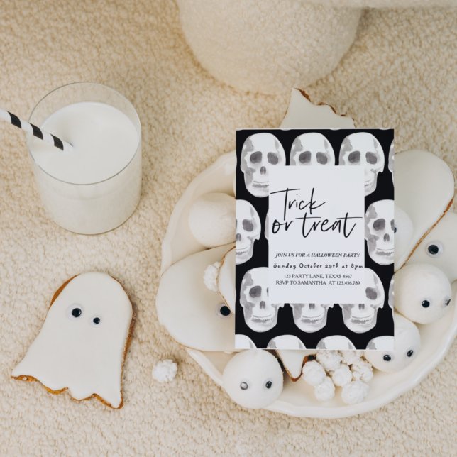 Convite Tricou ou Travessuras de Caveira Assustadora | Fes (Criador carregado)