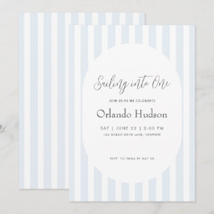 Convite Trilha Azul Mínima Moderna Primeiro Aniversário