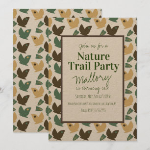 Convite Trilha da Natureza Borboleta Aniversário Rústico