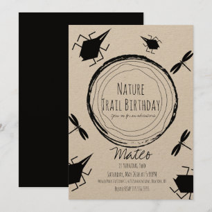 Convite Trilha da Natureza Inseto Borboleta Aniversário Rú