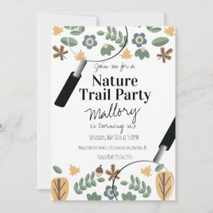 Convite Trilha da Natureza Madeira Bolota Aniversário Verd