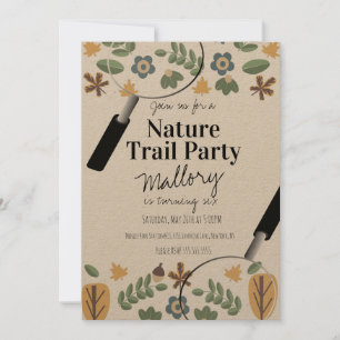 Convite Trilha da Natureza Madeira Carvalho Aniversário Rú
