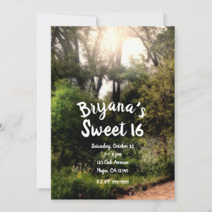 Convite Trilha Rústica Floral Floresta Encantada Doce 16