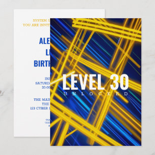 Convite Trilhas de Luz Abstratas Ciberpunk Amarelo Neon Ci