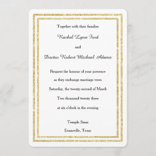 Convite Trim Dourado com Falsificação de Chic Faux - Con