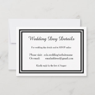 Convite Trim Negro Duplo - Detalhes do Dia de Casamento