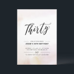 Convite Trinta | aniversário de 30 anos de mínimo aquarela<br><div class="desc">Celebre seu dia especial com este simples convite de festas mínimo de aniversário de 30 anos. Este design apresenta um script de na moda com letra "Trinta" com um fundo de textura de pincel de aquarela neutra e macia. Mais convites para aniversários adultos e material de festa estão disponíveis no...</div>