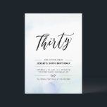 Convite Trinta | Azul aniversário de 30 anos Parte Waterco<br><div class="desc">Celebre seu dia especial com este simples convite de festas mínimo de aniversário de 30 anos. Este design apresenta um script de na moda com a letra "Trinta" com um fundo de lavagem de cor d'água com pasta azul e menta. Mais convites para aniversários adultos e material de festa estão...</div>