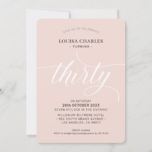 Convite TRINTA e elegante escritura chic de aniversário ro