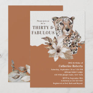 Convite Trinta & Fabuloso Aquarela Leopardo 30º Aniversári