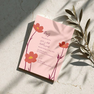 Convite Trinta Floral Rosa Minimal Aniversário de 30 anos
