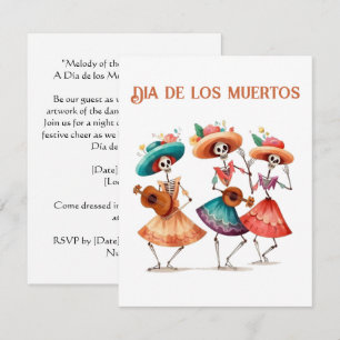 Convite Trio de Calavera Dançante do Dia de los Muertos