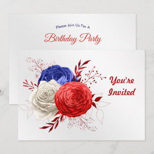 Convite Trio de Flores Patrióticas de Aniversário